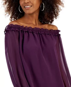 INC International Concepts Women's Off-The-Shoulder Ruffled Blouse, Created For Macy's -Anne Klein Sales Store 22269818 fpx