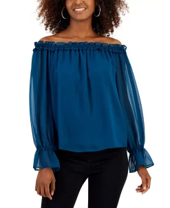 INC International Concepts Women's Off-The-Shoulder Ruffled Blouse, Created For Macy's -Anne Klein Sales Store 22269820 fpx