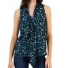 INC International Concepts Women's Printed Tie-Neck Blouse, Created For Macy's