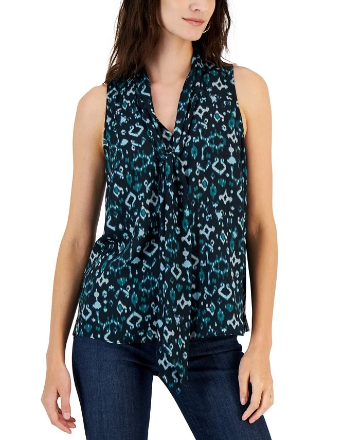 INC International Concepts Women's Printed Tie-Neck Blouse, Created For Macy's 1 INC International Concepts Women's Printed Tie-Neck Blouse, Created For Macy's