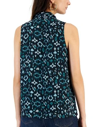 INC International Concepts Women's Printed Tie-Neck Blouse, Created For Macy's 2 INC International Concepts Women's Printed Tie-Neck Blouse, Created For Macy's - Image 2