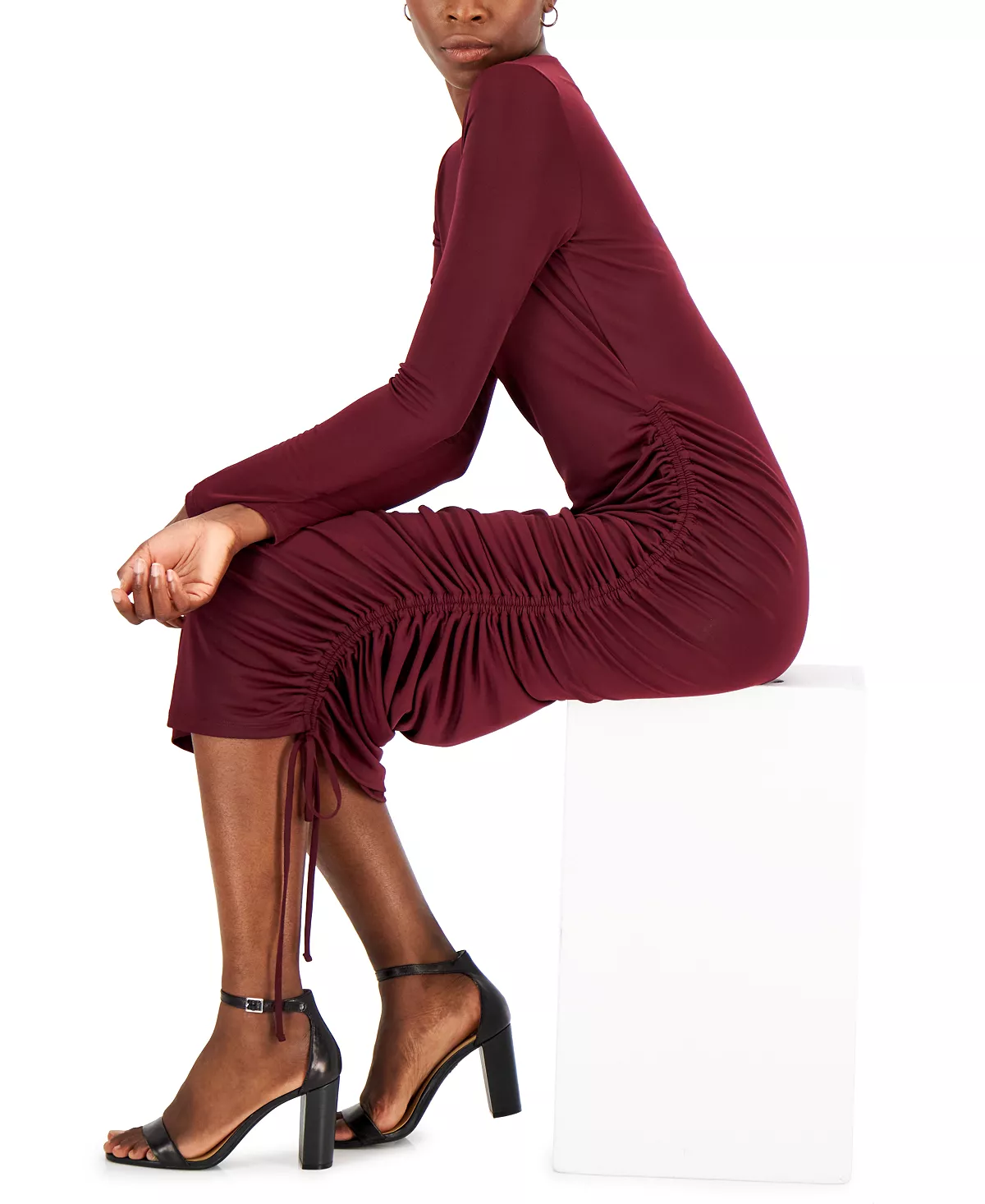 INC International Concepts Women's Drawstring-Ruched Dress, Created For Macy's 4 INC International Concepts Women's Drawstring-Ruched Dress, Created For Macy's - Image 4