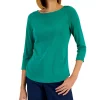 Charter Club Women's Pima Cotton Boat-Neck Top, Created For Macy's