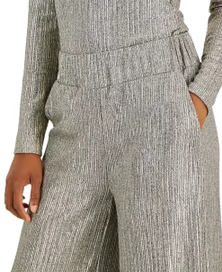 INC International Concepts Women's Metallic Wide-Leg High Rise Pull-On Pants, Created For Macy's 8 INC International Concepts Women's Metallic Wide-Leg High Rise Pull-On Pants, Created For Macy's -Anne Klein Sales Store 22270458 fpx