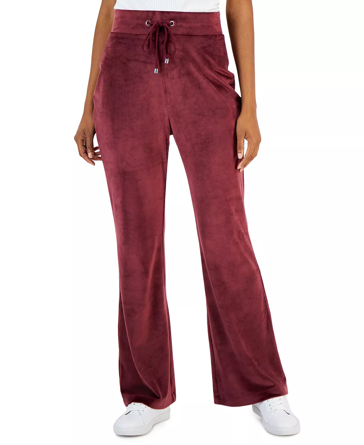 INC International Concepts Women's Velour High-Rise Flare-Leg Pants, Created For Macy's 5 INC International Concepts Women's Velour High-Rise Flare-Leg Pants, Created For Macy's - Image 5