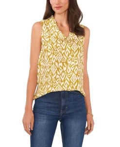 Vince Camuto Women's Sleeveless Etched Geo Blouse