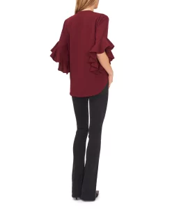 Vince Camuto Women's Ruffle Sleeve Henley Blouse 22 Vince Camuto Women's Ruffle Sleeve Henley Blouse -Anne Klein Sales Store 22291791 fpx