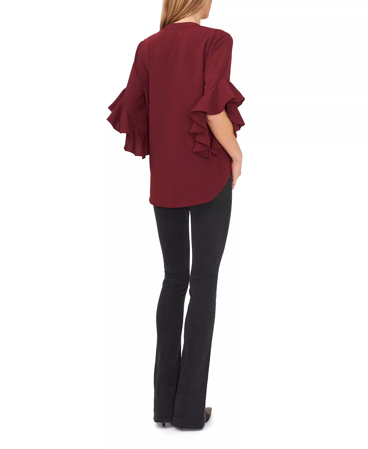 Vince Camuto Women's Ruffle Sleeve Henley Blouse 9 Vince Camuto Women's Ruffle Sleeve Henley Blouse - Image 9