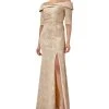 Adrianna Papell Women's Jacquard Off-The-Shoulder Gown