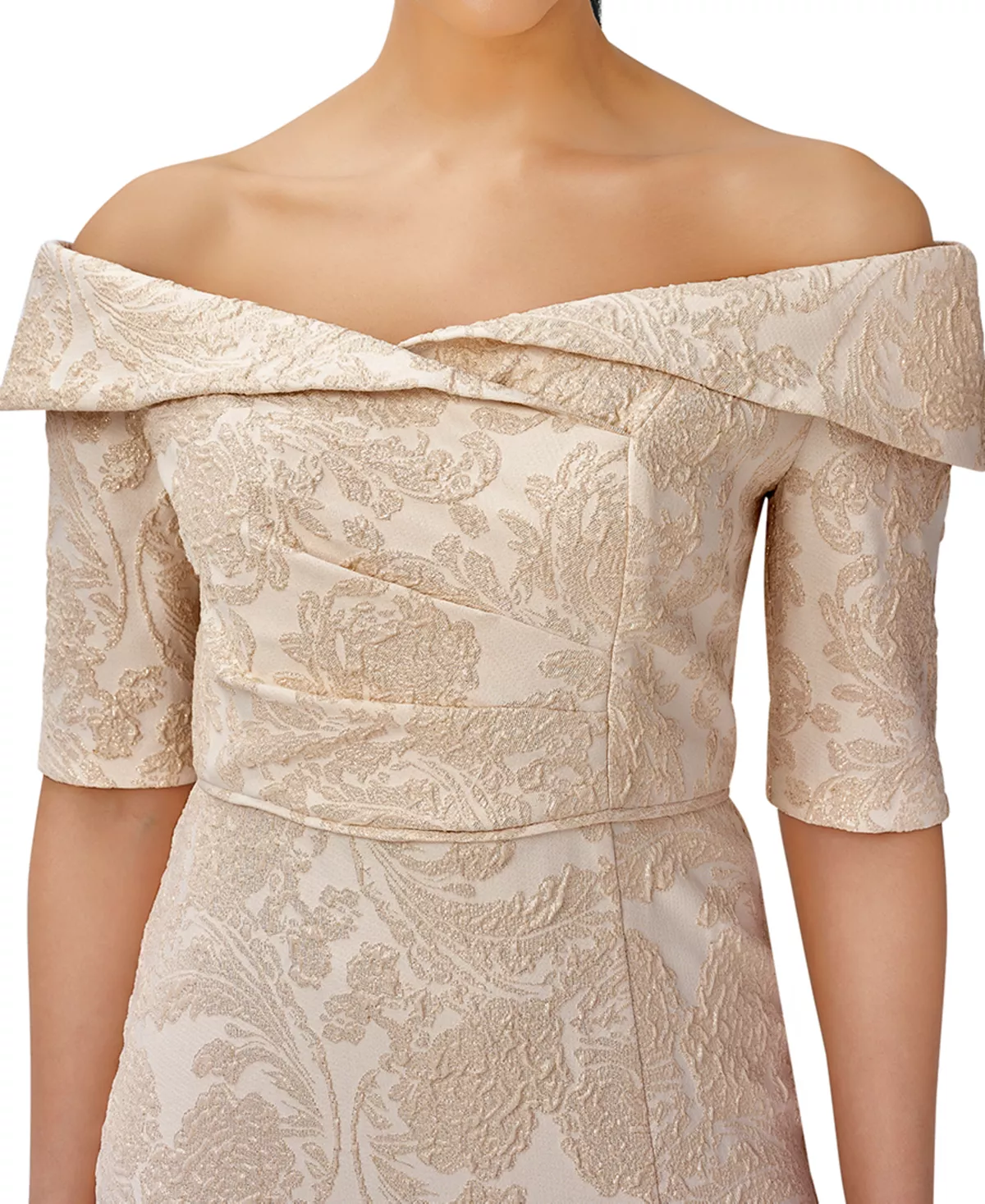 Adrianna Papell Women's Jacquard Off-The-Shoulder Gown 3 Adrianna Papell Women's Jacquard Off-The-Shoulder Gown - Image 3