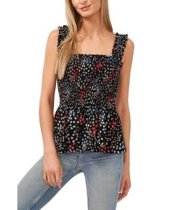 CeCe Women's Smocked Tank Top With Peplum