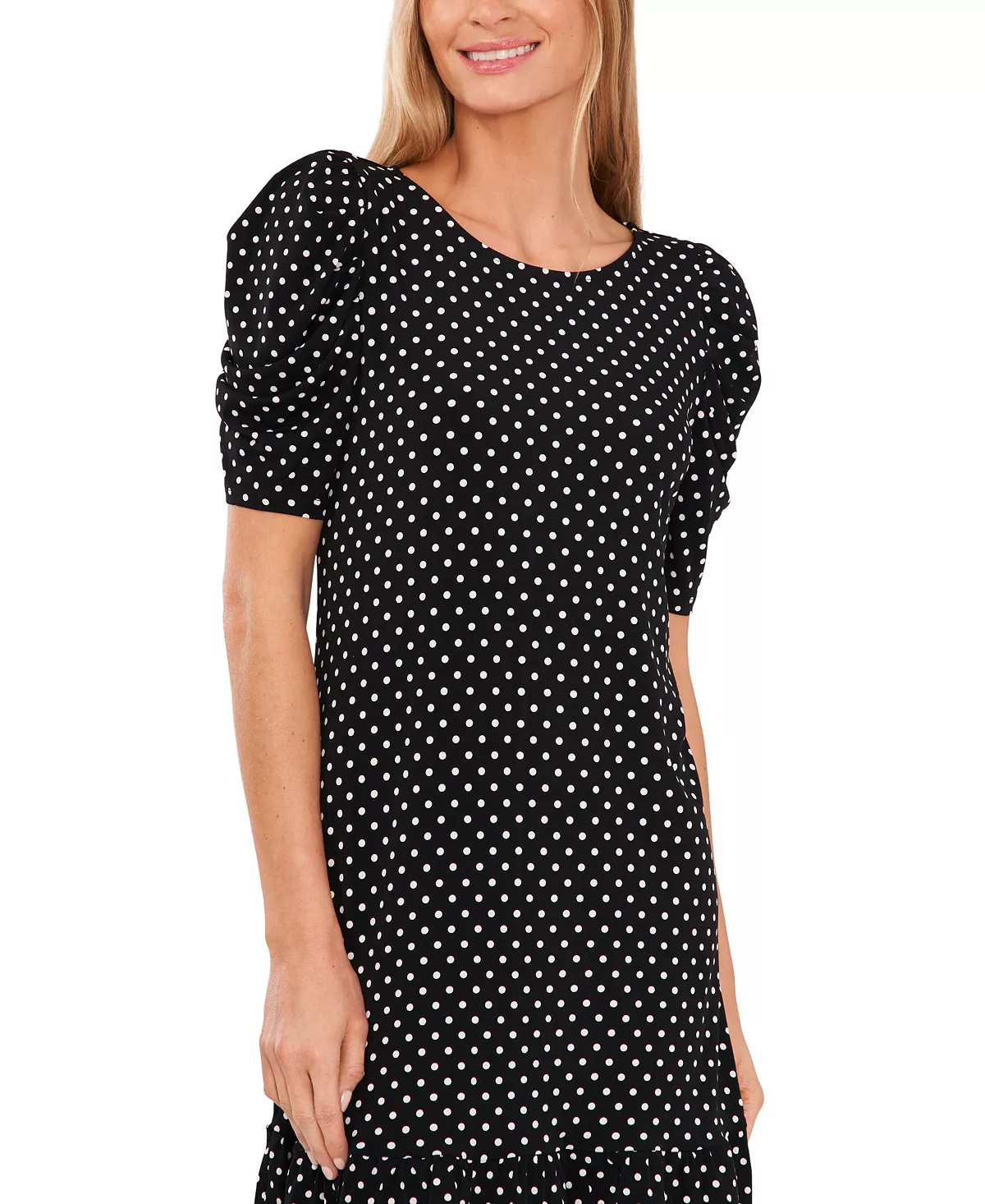 CeCe Women's Printed Ruched Sleeve Dress 3 CeCe Women's Printed Ruched Sleeve Dress - Image 3