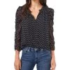 CeCe Women's Long Sleeve Ruffled Duet Mini Dot Blouse