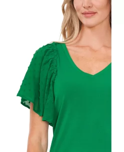 CeCe Women's Combo Flutter Sleeve V-neck Blouse -Anne Klein Sales Store 22295587 fpx