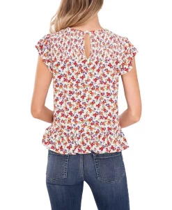 CeCe Women's Smocked Knit Top With Flounce -Anne Klein Sales Store 22295616 fpx