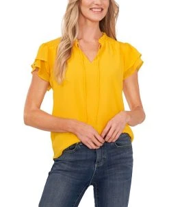 CeCe Women's Yoryu Flutter Sleeve Blouse