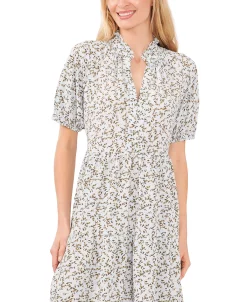 CeCe Women's V-neck Baby Doll Ditsy Floral Dress 9 CeCe Women's V-neck Baby Doll Ditsy Floral Dress -Anne Klein Sales Store 22295701 fpx