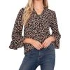 CeCe Women's Elbow Sleeve Ruffled V-neckline Blouse