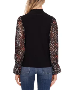 CeCe Women's Mock Neck Printed Clip Dot Top -Anne Klein Sales Store 22295715 fpx