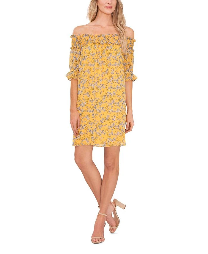 CeCe Women's Smocked Off The Shoulder Dress 1 CeCe Women's Smocked Off The Shoulder Dress