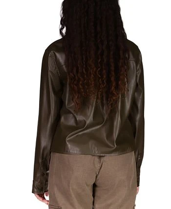 Sanctuary Women's Faux-Leather Pocket Shirt 2 Sanctuary Women's Faux-Leather Pocket Shirt - Image 2