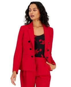 Bar III Women's Textured Crepe Faux Double-Breasted Jacket, Created For Macy's