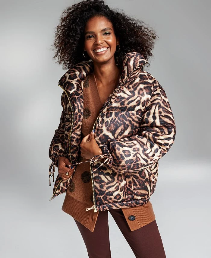 INC International Concepts Ade Samuel For INC Women's Animal-Print Tie-Cuff Puffer Jacket, Created For Macy's 1 INC International Concepts Ade Samuel For INC Women's Animal-Print Tie-Cuff Puffer Jacket, Created For Macy's