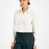 Bar III Women's Cropped Button-Front Long-Sleeve Blouse, Created For Macy's