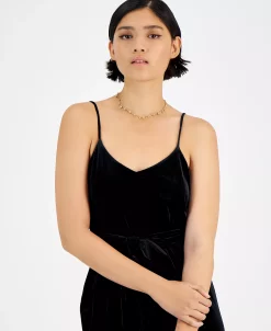 Bar III Women's Velvet V-Neck Scoop-Back Belted Jumpsuit, Created For Macy's -Anne Klein Sales Store 22299155 fpx