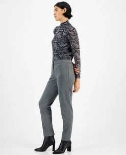 Bar III Women's Shimmer Herringbone Straight-Leg Ankle Pants, Created For Macy's -Anne Klein Sales Store 22299161 fpx