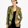 Bar III Women's Metallic Notched Collar One-Button Jacket, Created For Macy's
