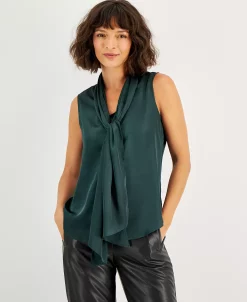 Bar III Women's Sleeveless Bow-Tie Blouse, Created For Macy's