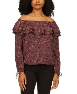 Michael Kors Women's Pop Paisley Off-The-Shoulder Top, Regular & Petite