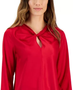 Kasper Women's Twisted Keyhole-Neck Long-Sleeve Top -Anne Klein Sales Store 22302785 fpx