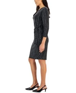 Kasper Women's Anise Metallic Faux-Wrap Dress -Anne Klein Sales Store 22302816 fpx