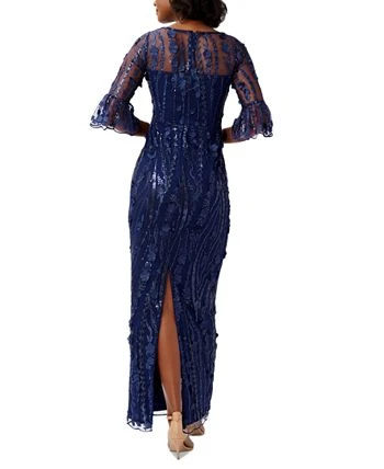 Adrianna Papell Women's 3D Floral Bell-Sleeve Gown 2 Adrianna Papell Women's 3D Floral Bell-Sleeve Gown - Image 2
