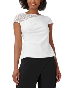 Adrianna Papell Soutache-Trim Asymmetrical Top