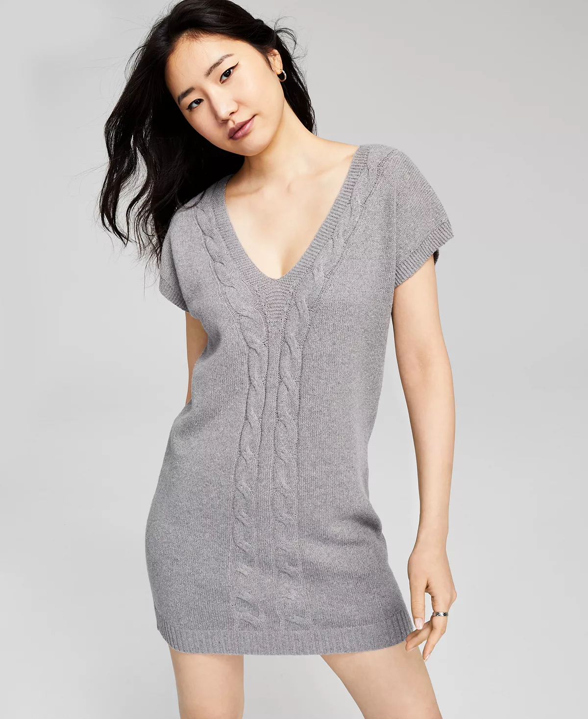 And Now This Women's Short Sleeve Cable Vest Dress 5 And Now This Women's Short Sleeve Cable Vest Dress - Image 5