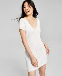 And Now This Women's Short Sleeve Cable Vest Dress