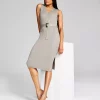And Now This Women's Ribbed Belted Slit-Hem Sweater Dress