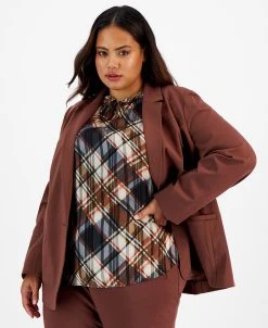 Bar III Plus Size Notched-Collar One-Button Jacket, Created For Macy's