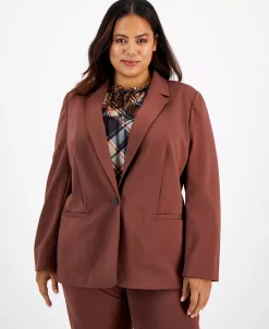 Bar III Plus Size Notched-Collar One-Button Jacket, Created For Macy's 6 Bar III Plus Size Notched-Collar One-Button Jacket, Created For Macy's -Anne Klein Sales Store 22323948 fpx