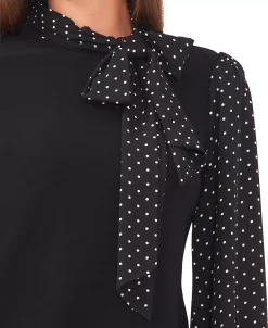 CeCe Women's Mixed-Media Bow Top 10 CeCe Women's Mixed-Media Bow Top -Anne Klein Sales Store 22326031 fpx