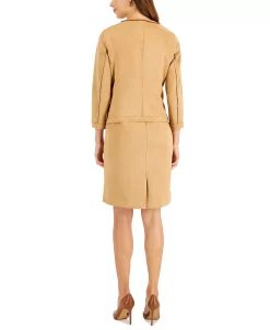 Kasper Women's Faux-Suede Framed Patch-Pocket Blazer & Sheath Dress -Anne Klein Sales Store 22327135 fpx
