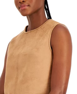 Anne Klein Women's Topstitched Sleeveless Faux-Suede Shell -Anne Klein Sales Store 22330196 fpx