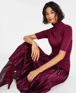 Anne Klein Women's Half-Sleeve Turtleneck Top -Anne Klein Sales Store 22330696 fpx