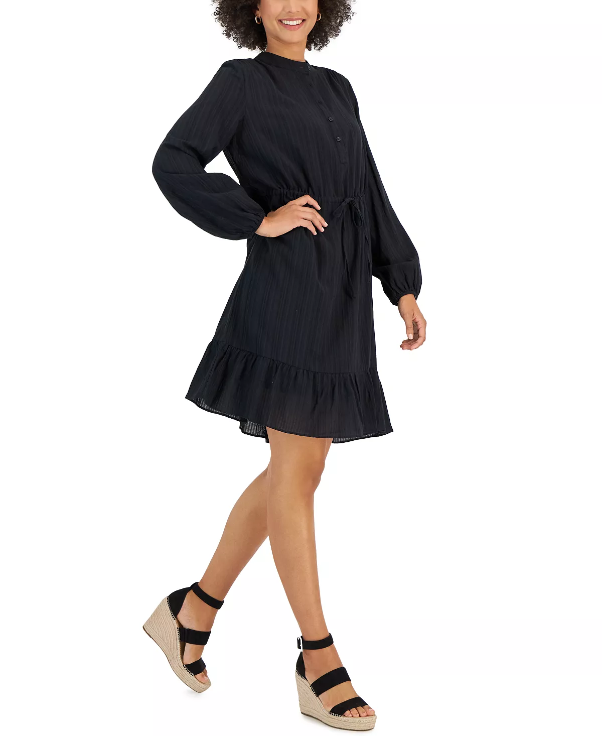 Style & Co Women's Shadow-Striped Ruffle-Hem Dress, Created For Macy's 2 Style & Co Women's Shadow-Striped Ruffle-Hem Dress, Created For Macy's - Image 2