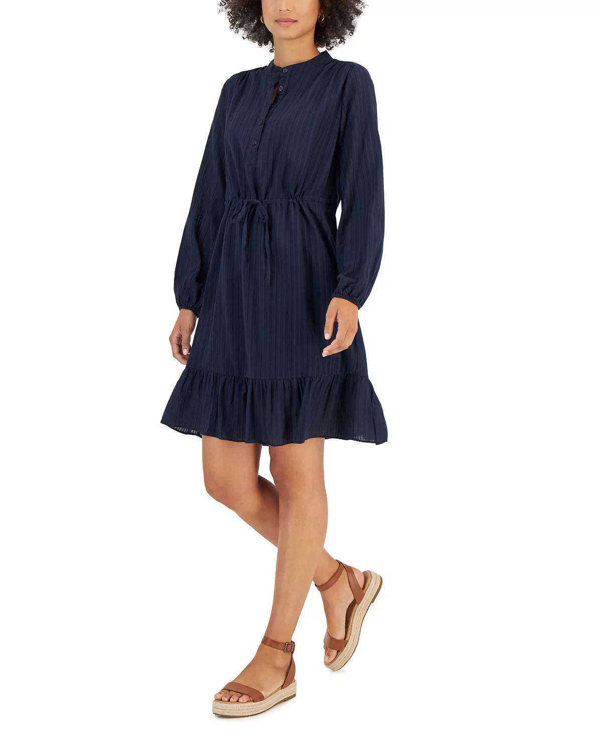 Style & Co Women's Shadow-Striped Ruffle-Hem Dress, Created For Macy's 6 Style & Co Women's Shadow-Striped Ruffle-Hem Dress, Created For Macy's - Image 6