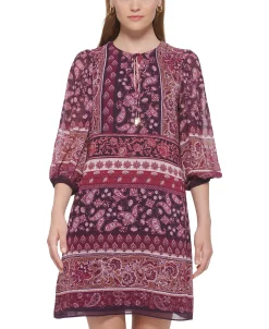 Vince Camuto Women's Balloon-Sleeve Tie-Neck Dress -Anne Klein Sales Store 22332502 fpx