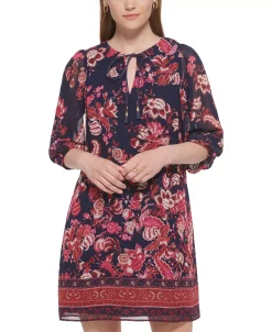 Vince Camuto Women's Printed Balloon-Sleeve Chiffon Dress 8 Vince Camuto Women's Printed Balloon-Sleeve Chiffon Dress -Anne Klein Sales Store 22332774 fpx